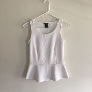 Ann Taylor Textured White Peplum